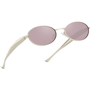 KesaPlan Retro Oval Polarized Sunglasses for Women Men - Chic 90s Sunnies Lightweight Shades Trendy UV Protection Metal TR Frame Sun Glasses (Gold Frames/Pink Lenses)