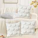 4 Pcs Fall Throw Pillow Covers 18x18, Autumn Decorations Soft Faux Fur Pillow Covers, Fluffy Plush Accent Pillow Cases for Harvest Thanksgiving Cushion Covers Sofa Home Decor(Pumpkin White)