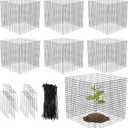 6 Pack Small Wire Plant Protectors, 24 Pieces Square Plant Protectors from Animals Mesh Plant Cage Chicken Wire Cover for Protect Plants, Garden,Shrubs and Vegetables from Animals(12x12 in)
