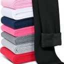 Kiiavoro Girls Fleece Lined Leggings Cotton Kids Winter Warm Leggings Thick Thermal Tights Pants 1 Pack, Black, Pink, Rose Red 7-8Y