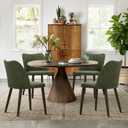 COLAMY Upholstered Dining Chairs Set of 2, Modern PU Leather Dining Room Kitchen Side Chair with Padded Seat and Wood Legs Restaurant/Cafe, Green