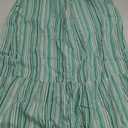 London Times Women's Cotton Smocked Back Babydoll Tiered Maxi Dress (12, Striped - Teal/White)