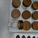 Small Glass Jars with Screw Lid 5 oz, 12 Set Spice Jars With Wooden Lids 150ml Kitchen Storage Jar Canister for Sea Salt Paprika Herbs Cinnamon Coffee Seasoning
