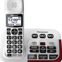 Panasonic Cordless Phone, 1 Handset Amplified Wireless Phone with Slow Talk, 40dB Volume Boost, 100dB Loud Visual Ringer, Hearing Aid Compatibility, Large Screen & Backlit Keypad - KX-TGM420W (White)