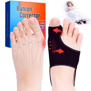 2PCS Bunion Corrector for Women & Men - Toe Alignment Corrector with Splint & Pads for Hallux Valgus Pain Relief, Toe Separator for Day/Night Support, New Anti Slip Gel Strap for Big Toe Straightener