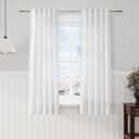 Nanspring White Short Linen Curtains 60 inches Long 2 Panels Set Back Tab Rod Pocket Elegant Farmhouse Style Light Airy Semi Sheer Linen Curtains for Kitchen Bathroom Cafe Loft Room Decorative 52x60