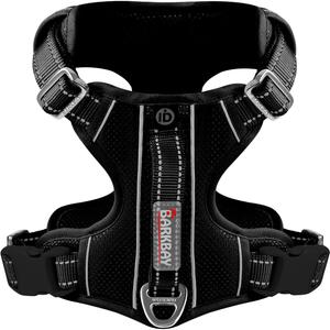 BARKBAY Dog Harness No Pull with ID Tag Pocket - Heavy Duty, Reflective, Easy Control for Large Dogs (Black,M) (Medium(Chest:22-27"))