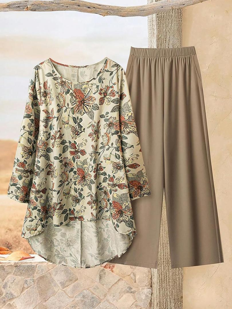 Womens Sets 2 Piece Short Sleeve Lounge Set Printed Loose Pants Sets Set. 0XL Size