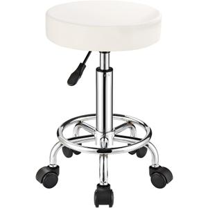 Viviange Rolling Stool with Wheels, 360° Swivel Tattoo Chair, Adjustable Heavy Duty Office Stool for Guitar Tattoo Shop Kitchen Beauty Hair Salon Spa Lab Medical（White）