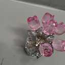 Crystal Rose Flower Collectible Figurine,Valentines Gifts for Girlfriend or Wife Bouquet Figurines Artificial Flowers Quartz Glitter Roses for Glass Flowers(Pink)