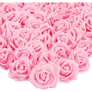 Juvale 100 Pack Pink Artificial Flowers for Decoration, Bulk Stemless Fake Foam Roses for Wedding, Decorations, Bouquets (3 in)