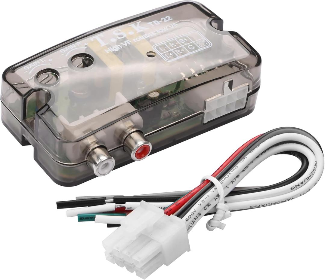 YAODHAOD Car Stereo Audio High to Low Speaker Impedance Converter Audio Signal Adapter,Speaker Output to RCA High to Low Line Control Output Converter for Auto Amp Subwoofer Amplifier