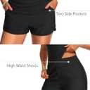 Talisea Womens Tankini Swimsuits with Shorts - Two Piece Tummy Control Bathing Suits with Pockets V Neck Swimwear Boyshorts (Black, L)