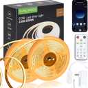 COB LED Strip Light 32.8ft, Dimmable 2300K-6500K White CCT Tunable, DC 24V Cuttable LED Tape Light, High Density 6080 LED 48W CRI 90, APP Remote Control, Music Mode, For Home DIY, Living Room, Bedroom