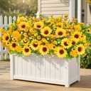 16 Bundles Artificial Flowers for Outdoors,UV Resistant Faux Sunflowers and Daisies Flowers for Outdoor Planters Front Porch Garden Patio Spring Summer Decoration