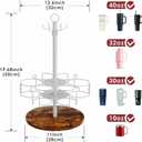 Water Bottle Organizer for Stanley 20/30/40oz, Tumblers Holder Compatible with Stanley, Owala, Simple Modern,360 Rotating Lazy Susan & Accessory Hooks, White & Vintage Brown