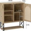 Rattan Bathroom Wall Cabinet, Boho Medicine Wall Cabinet with Double Doors and Adjustable Shelves, Tall Kitchen Wall Mounted Storage Cabinet, Floating Space Saver Over Toilet, Natural