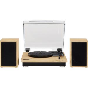 Crosley CR6043A-NA Brio Bluetooth Turntable Shelf System with Included Speakers, Natural