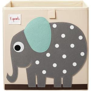 3 Sprouts Toy Storage Organizer: Toy Box Cube Organizer for Playroom, Nursery - Foldable Storage Bin - Elephant