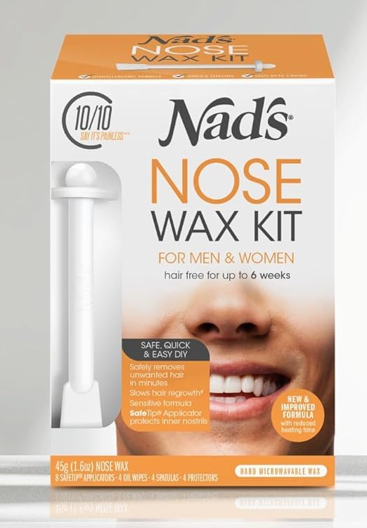 Nad's Nose Waxing Kit for Men and Women, Nose Hair Removal, Nose Wax, Hypoallergenic, 45g