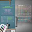 Clear Non-Magnetic Calendar Set for Fridge - Dry Erase Transparent Monthly and Weekly Calendar, List and Blank Whiteboard - Sticks to Wall, Glass, Door, Any Smooth Surfaces