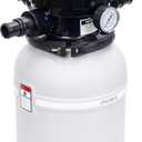 10 Sand Filter Tank Replacement Kit, Pool Sand Filter Tank with 6-Way Multi-Port Valve and 1.25/1.5 in Hose Adapters for Compatible Above Ground Pool Sand Filter Systems, Pump Not Included