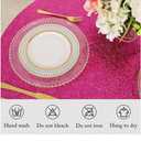 AMZLOKAE Sequin Tablecloth Round 72 Inch Hot Pink Glitter Table Cloths for Parties Dessert Tablecloth Round Sparkle Dining Table Cover Wedding Tablecloth