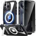 360 Protection Magnetic for iPhone 16 Pro Case Built-in 9H Privacy Screen Protector & Metal Stand[Fit for Magsafe][Anti-Spy][Lens Protector] Heavy Duty Shockproof Phone Case for iPhone 16 Pro