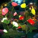 Garden 4 Pack LED Solar Flower Lights with More Realistic Rose Flowers Solar Garden Lights Outdoor Waterproof for Yard Patio Lawn Pathway Walkway Decoration 4-Pack Yellow & Pink & Red & White Combo