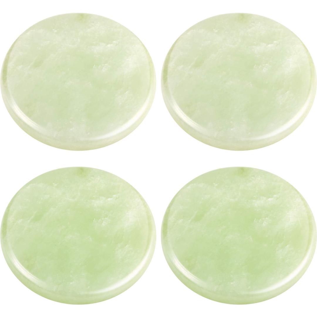 Eyelash Extension Jade Stone Glue Lashes Jade Stone Adhesive Pallet Fake Eye Lash Holder Base,Fake Eye Lash Makeup Tool 2 Inch (Green/4 Packs)