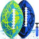 Jasonwell Pool Beach Water Football - 2Pack Strong Grip Waterproof Football for All-Weather Play Pool Toys Beach Games Outdoor Sports Toy Christmas Birthday Gifts for Kids Boys Teens Adults (Blue&Green)