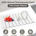 Stone Dish Drying Mat for Kitchen Counter,24"(L)16"(W) Collapsible Fast-Drying Diatomaceous Earth Mats with Towel Sanding Tool,Versatile Stone Drying Mats for Cups Dishes Bottles