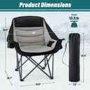 2-Pieces Heavy-Duty Oversized Portable Folding Camp Chair for Adults-Padded Seat, 500lbs Support, Cup Holder, Cooler Pockets for Outdoor, Beach, Fishing, Garden (Black & Light Gray)