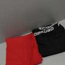 Poekuao 2 Pack Thermal Leggings for Men High Elastic Fleece Lined Workout Compression Pants Cold Weather Athletic Running Tights Base Layer with Pockets Black/ Red 3XL