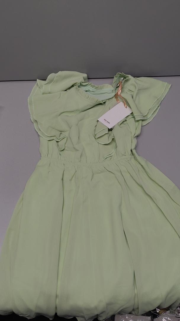 GRACE KARIN Girls Dress Formal Party Wedding Guest Pageant Dress for Teen Girls Ruffle Backless Maxi Sundress, Light Green, 8-10y