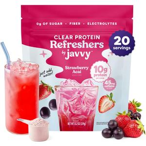 Javvy Clear Protein Powder with Clear Whey Protein, Strawberry Berry Acai EXP: 05-28-28