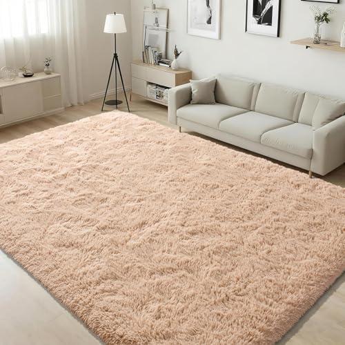 ISEAU Fluffy Rug Carpets Soft Shaggy Area Rugs Indoor Floor Mats for Kids Room Fuzzy Carpet Comfy Cute Nursery Mat Bedside Rug for Boys Girls Bedroom Living Room Home Decor, 4ft x 6ft,Camel