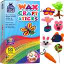 PURPLE LADYBUG 300 PCS Bendable Wax Craft Sticks, Imagination Sticks for Kids, Road Trip Essentials, Travel Toys for Toddlers in Car, Airplane Activities for Kids Ages 4-8, Camping & Summer Essentials
