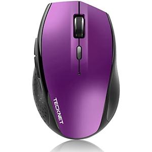 TECKNET Bluetooth Mouse, 4800 DPI Wireless Mouse, 2-Year Battery 6 Adjustable DPI, 6 Buttons Compatible with Laptop/Windows/Computer - Purple