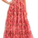 PRETTYGARDEN Women's Summer Tulle Midi Dress Sleeveless Smocked Ruffle Flowy Mesh Dresses Party Wedding Guest Sundress (XL)