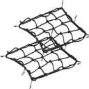 2-Pack Bungee Net Motorcycle Cargo Net, 12" x 12" Small Cargo Net Stretch to 24" with 6 Adjustable Hooks Bike Bungee Cord Net