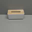 Wood Tissue Box Cover Gloves Box Holder Wooden Rectangular Tissue Box Holder for Storage on Bathroom Vanity, Countertop, Bedroom Dresser (Large(10.2 x 5.1 x 4.5)) (White)