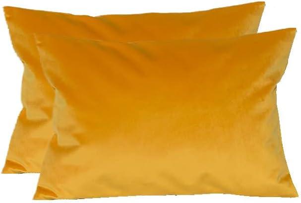 TangDepot Pack of 2 Solid Velvet Throw Pillow Covers, Super Luxury Soft Pillow Cases, Lumbar Pillow Shells, Pillowcases - (12x24 Inch 2 Pieces, Gold)