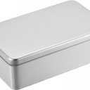 uxcell Metal Tin Box, 7.09" x 4.33" x 2.17" Rectangular Empty Tinplate Containers with Lids, Silver Tone, for Home Organizer, Candles, Gifts, Car Keys, Crafts Storage
