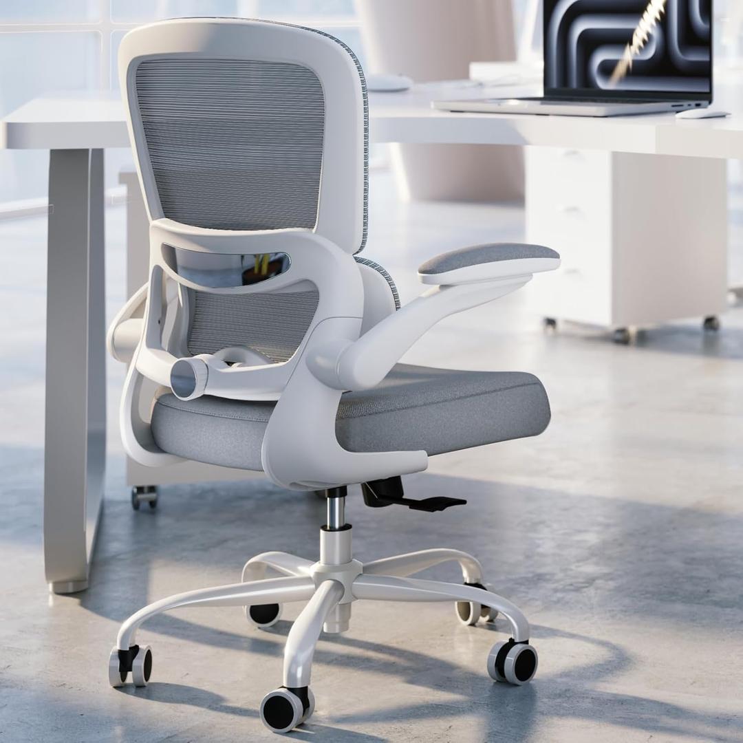 TRALT Office Chair - Ergonomic Desk Chair with Adjustable Lumbar Support, Mesh Computer Chair, Executive Chairs for Home Office Comfortable Lumbar Support (White), Pack of 1