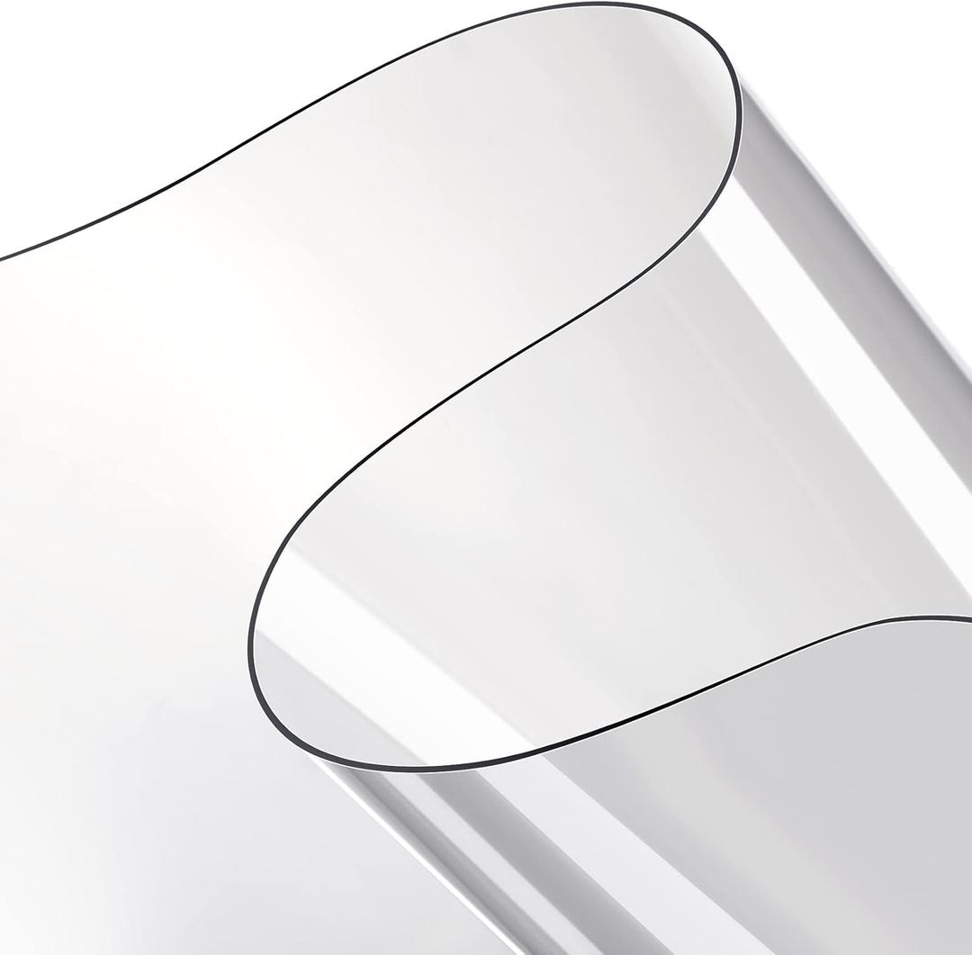 Eaasty 2 Sheets 0.3 mm Clear Plastic Vinyl Sheeting 54 x 36 Inch PVC Clear Vinyl Sheet Roll Protector Tablecloth Rectangular Table Pads for Dining Room