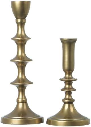 Creative Co-Op Decorative Metal Taper Holders, Gold, Set of 2