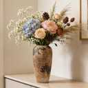 Rustic Ceramic Vase, 12.6 Inch Wabi Sabi Decorative Pottery Flower Vase, Vintage Neutral Vase for Centerpieces, Living Room, Shelf, Entryway, Wedding, Table Decoration