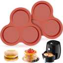 JOERSH 2-PK Air Fryer Egg Mold, 4 Inches Round Egg Bites Silicone Molds, Air Fryer Baking Pan Non-Stick for Breakfast Sandwiches, Hamburger Buns, Pancake, Jumbo Muffin Tops (Regular, 3 Cups)