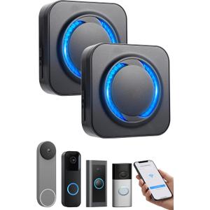 Smart Wireless Doorbell Chime for Ring, Blink, Google Nest - 2-Pack, 99+ Expandable, Works with Alexa,No Wiring/Subscription,No Range Limits,58 Chimes,5 Volume, Easy to Setup, Ideal for Large Homes